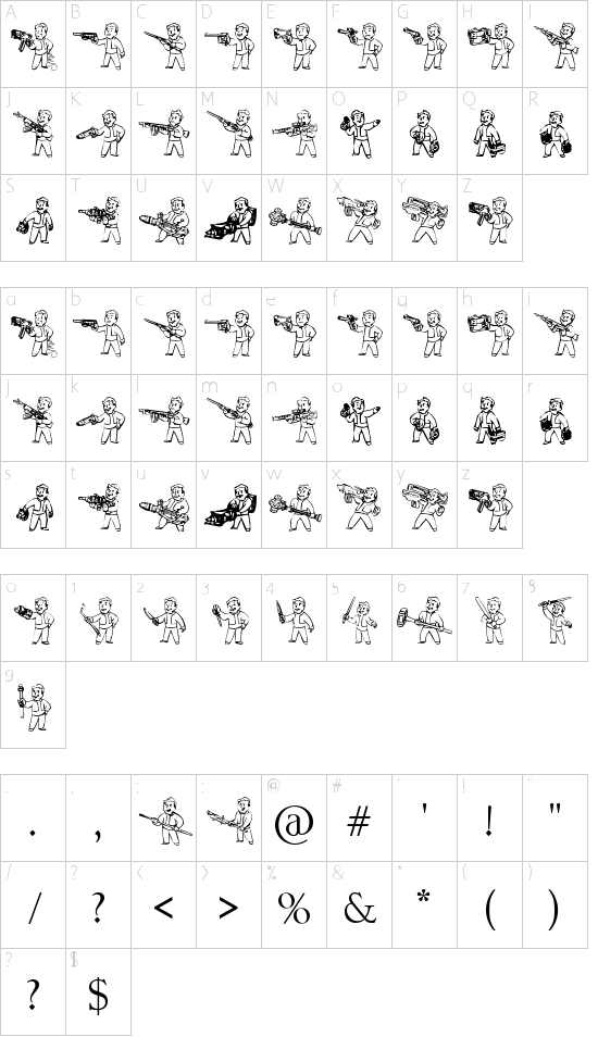 Pip Boy Weapons Dingbats Schriftart Font Download Kostenlos